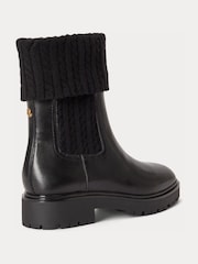 Lauren Ralph Lauren Black Allyson Cable Knit Insert High Chelsea Boots - Image 3 of 4
