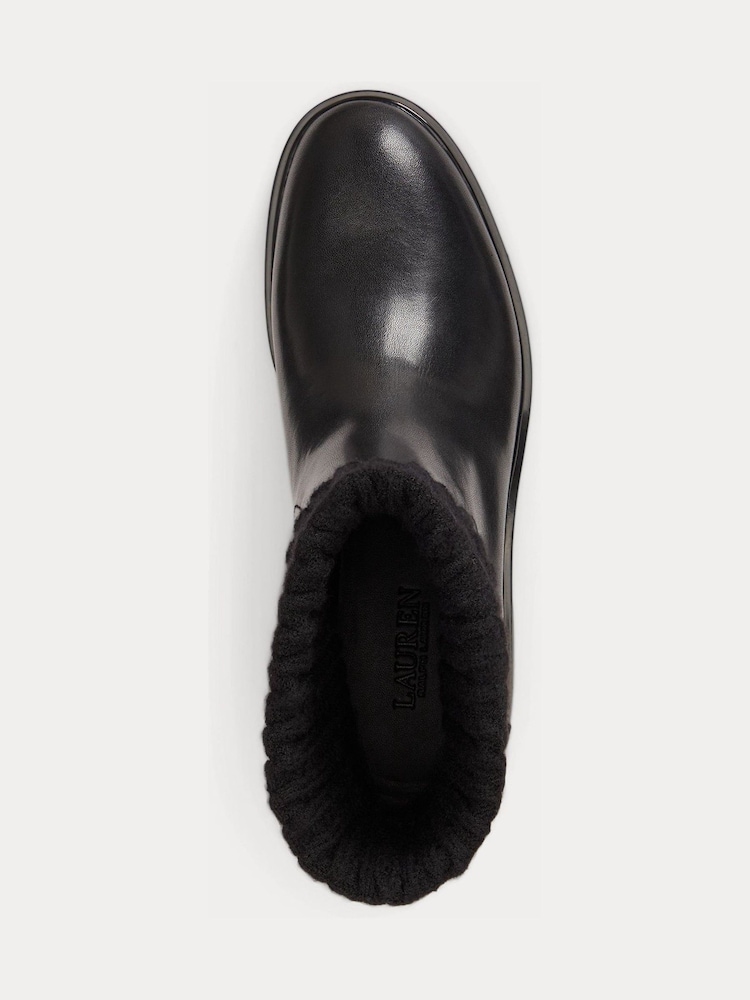 Lauren Ralph Lauren Black Allyson Cable Knit Insert High Chelsea Boots - Image 4 of 4