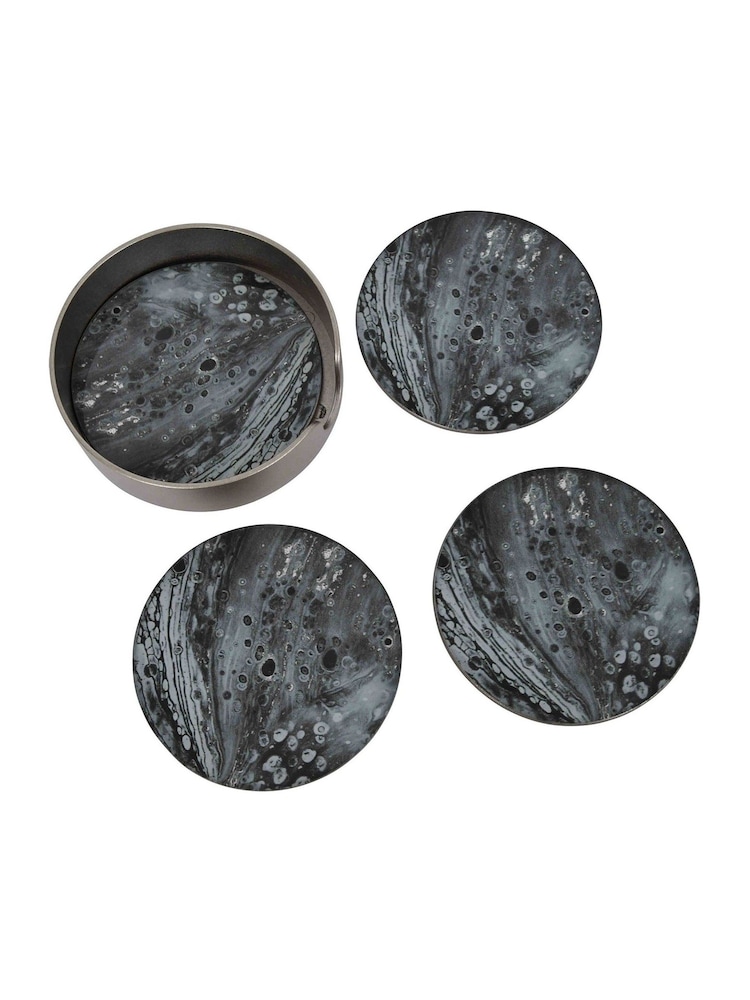 Libra Interiors Set of 4 Monochrome Swirl Coasters - Image 3 of 3 Libra Interiors Set of 4 Monochrome Swirl Coasters - Image 3 of 3