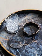 Libra Interiors Set of 4 Black/Gold Vesuvius Coasters - Image 1 of 3
