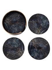 Libra Interiors Set of 4 Black/Gold Vesuvius Coasters - Image 3 of 3