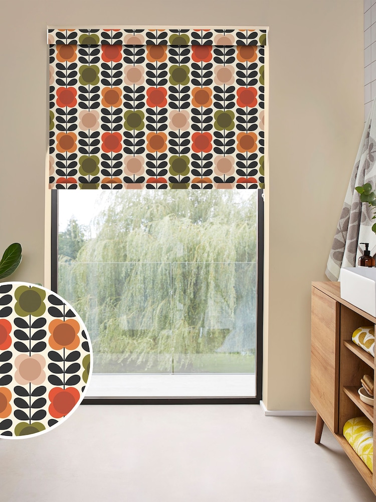 Orla Kiely Tomato and Pink Spot Flower Stem Made to Measure Roller Blinds - Image 1 of 6