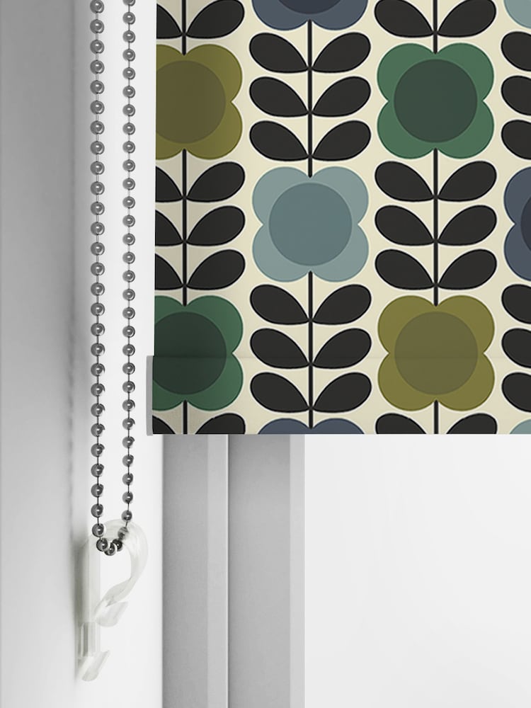 Orla Kiely Blue and Green Spot Flower Stem Made to Measure Roller Blinds - Image 5 of 5