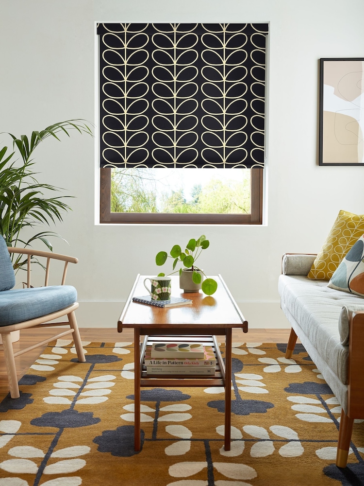 Orla Kiely Liquorice Jumbo Linear Stem Made to Measure Roller Blinds - Image 1 of 6