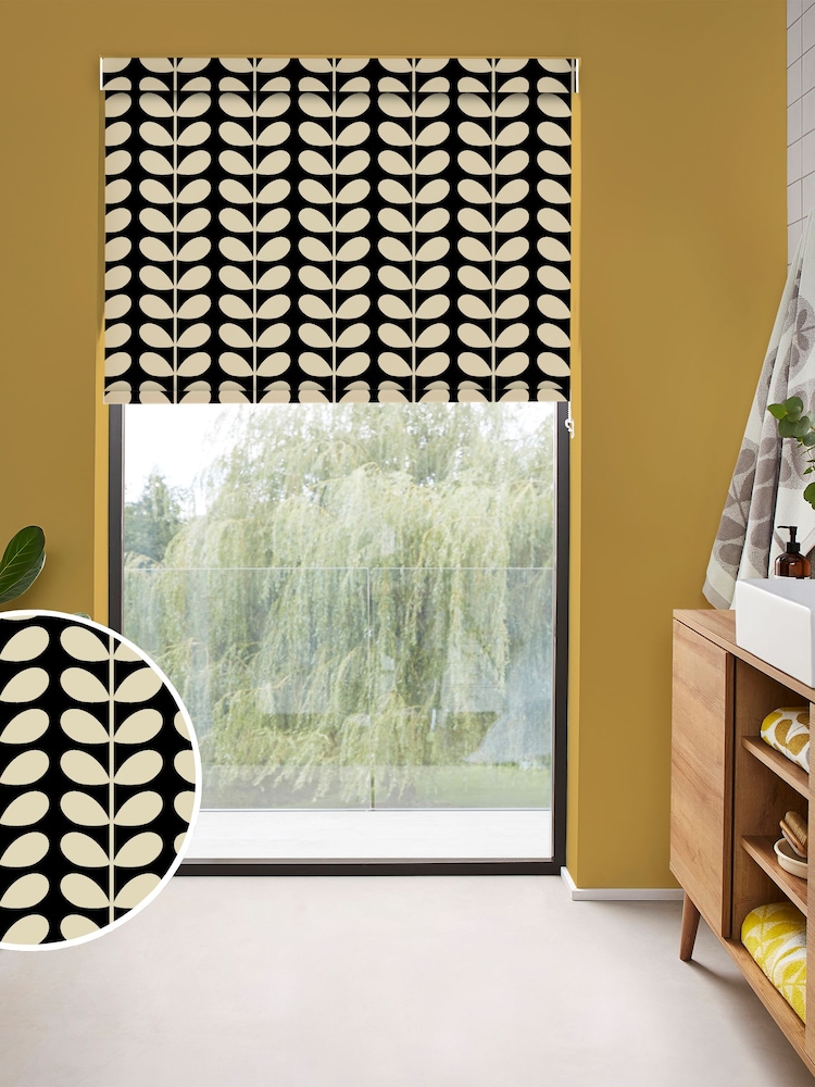 Orla Kiely Black Solid Stem Made to Measure Roller Blinds - Image 1 of 6
