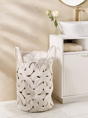 White Rope Storage Laundry Bag Basket - Image 1 of 3