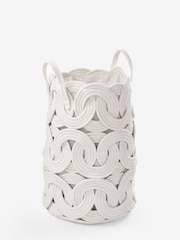 White Rope Storage Laundry Bag Basket - Image 2 of 3