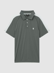 Reiss Sage/White Camberley Golf Airtech Slim Fit Polo Shirt - Image 2 of 4