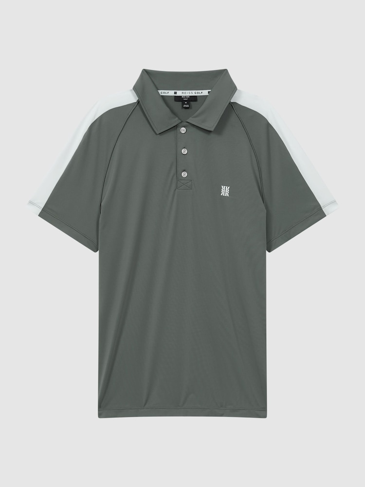 Reiss Sage/White Camberley Golf Airtech Slim Fit Polo Shirt - Image 2 of 4