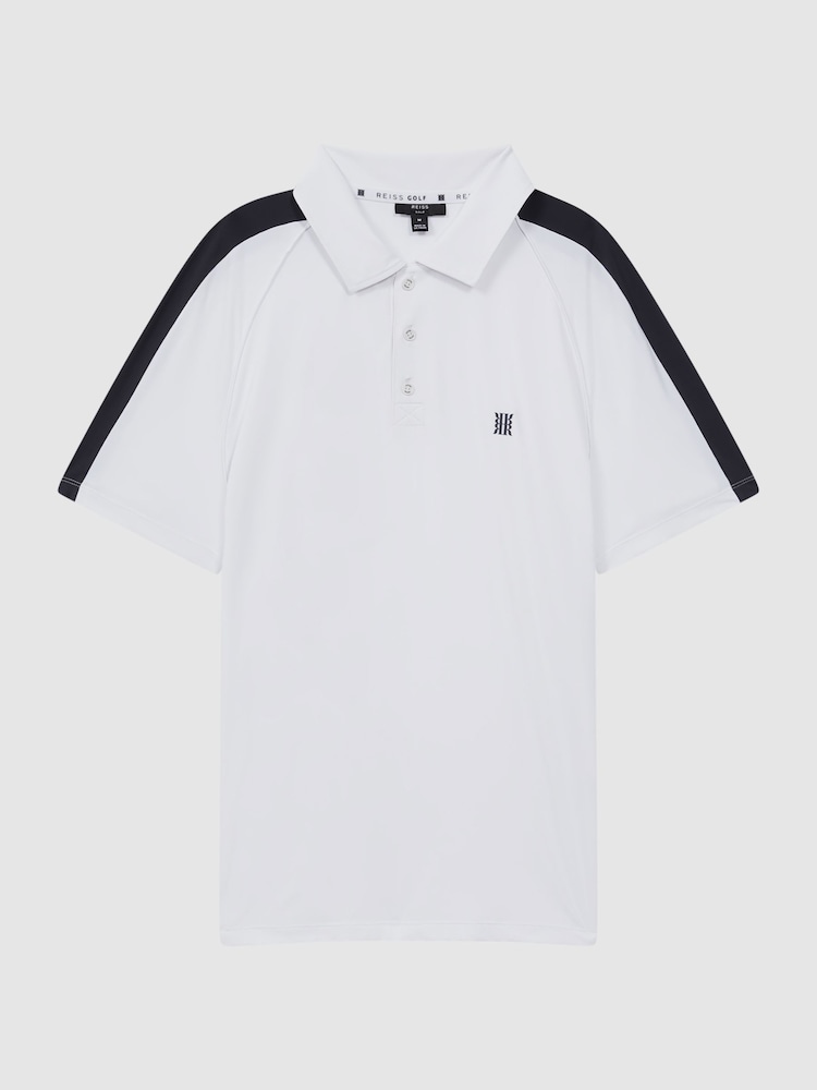 Reiss White/Navy Camberley Golf Airtech Slim Fit Polo Shirt - Image 2 of 4