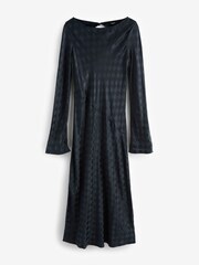 Blue Rochelle Long Sleeve Midi Diamond Column Dress - Image 5 of 6