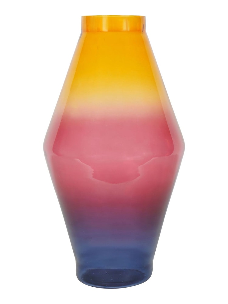 Libra Interiors Red Elise Tropical Sunset Ombre Large Glass Vase - Image 2 of 4