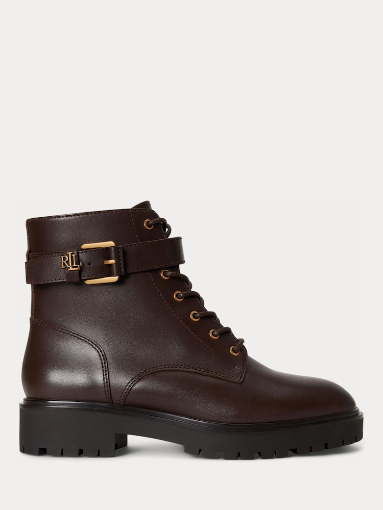 Lauren Ralph Lauren Brown Allyson Lace Up Ankle Boots - Image 1 of 4 Lauren Ralph Lauren Brown Allyson Lace Up Ankle Boots - Image 1 of 4