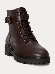 Lauren Ralph Lauren Brown Allyson Lace Up Ankle Boots - Image 2 of 4