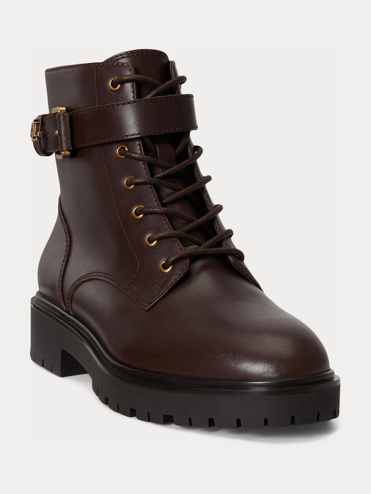 Lauren Ralph Lauren Brown Allyson Lace Up Ankle Boots - Image 2 of 4 Lauren Ralph Lauren Brown Allyson Lace Up Ankle Boots - Image 2 of 4