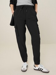 Black Outdoor Shower Resistant Cuff Cargo Trousers - Image 4 of 7