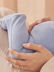MORI Ribbed Stretch Viscose Cotton Blend 2 Way Zip Sleepsuit - Image 3 of 6