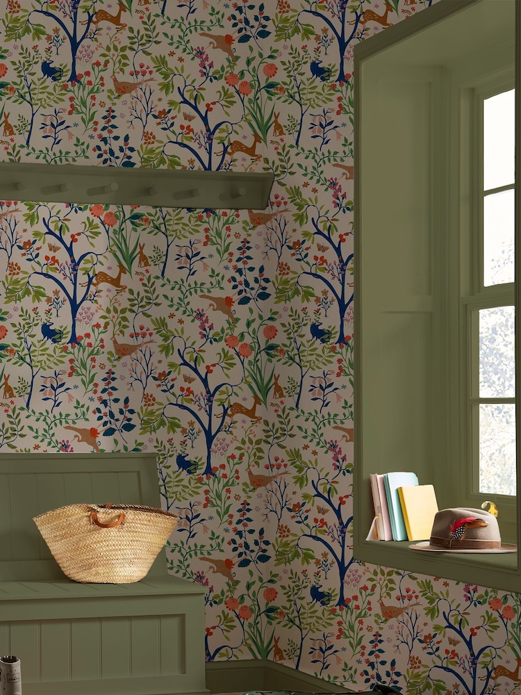 Joules Cream Enchanted Woodland Antique 10M Wallpaper - Image 1 of 4
