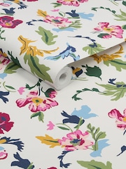 Joules Cream Cambridge Painted Floral 10M Wallpaper - Image 3 of 4