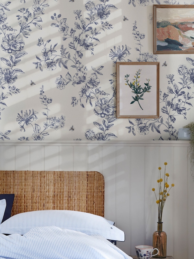 Joules Cream Honey Floral 10M Wallpaper - Image 1 of 4