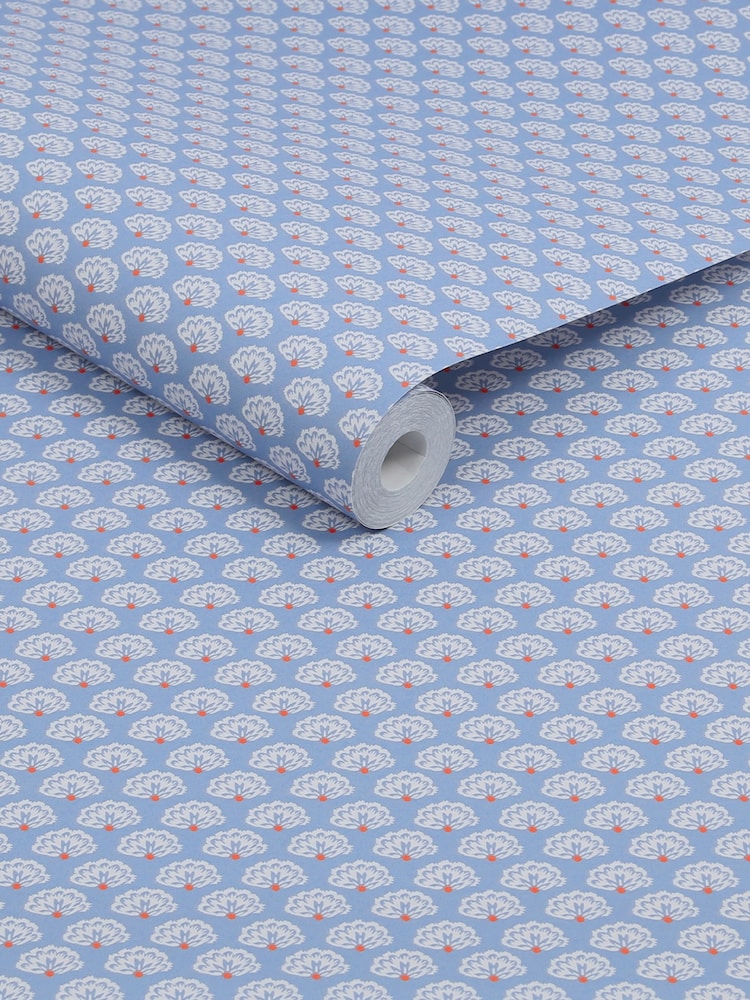 Joules Blue Peacock Geo 10M Wallpaper - Image 3 of 4