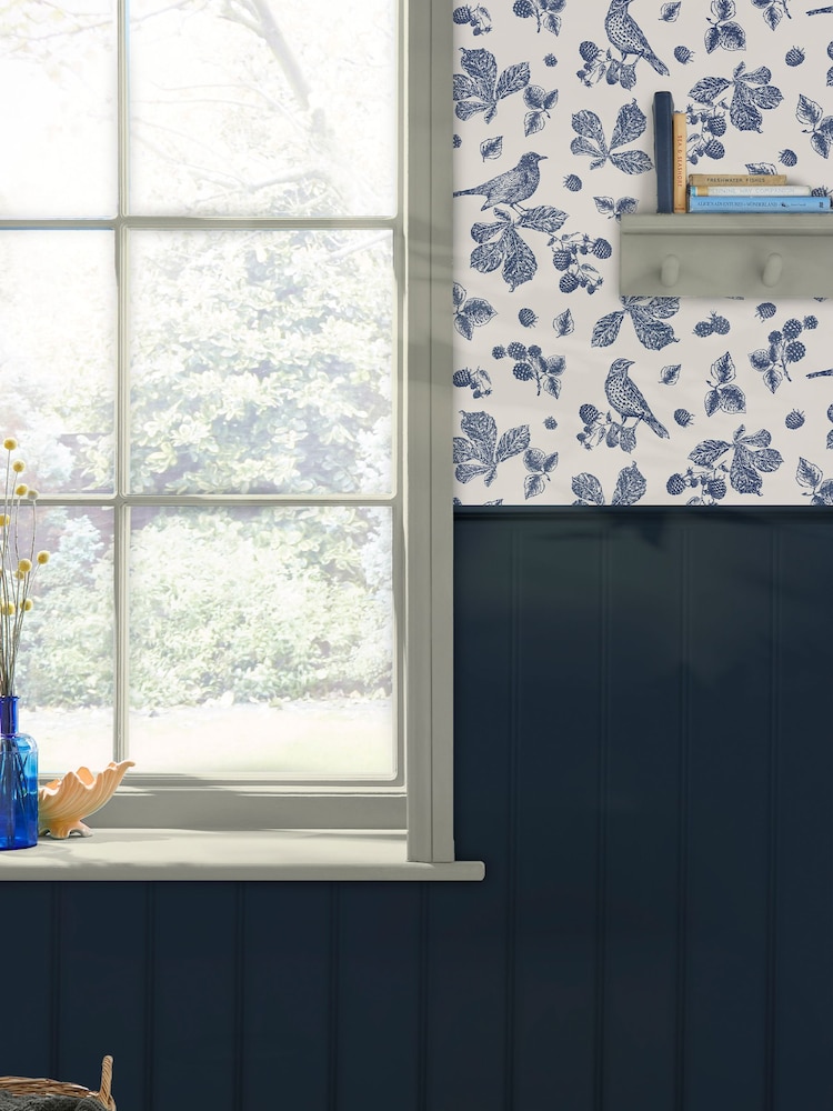 Joules Cream Blackberry Bird 10M Wallpaper - Image 1 of 4