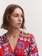 Mango Red Printed Satin Dress - Image 3 of 9