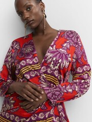 Mango Red Printed Satin Dress - Image 5 of 9