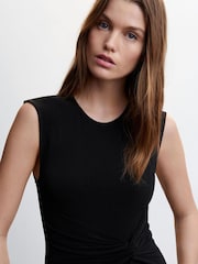 Mango Draped Straps Black Bodysuit - Image 3 of 6