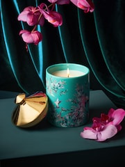 Teal Blue Large Dark Orchid and Patchouli Scented Candle - Image 1 of 4