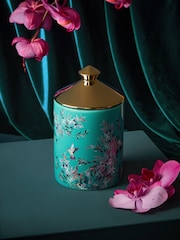 Teal Blue Large Dark Orchid and Patchouli Scented Candle - Image 2 of 4
