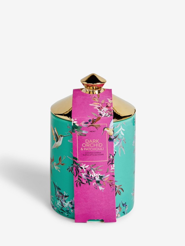 Teal Blue Large Dark Orchid and Patchouli Scented Candle - Image 4 of 4