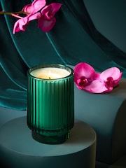 Teal Blue Small Dark Orchid and Patchouli Scented Candle - Image 1 of 4