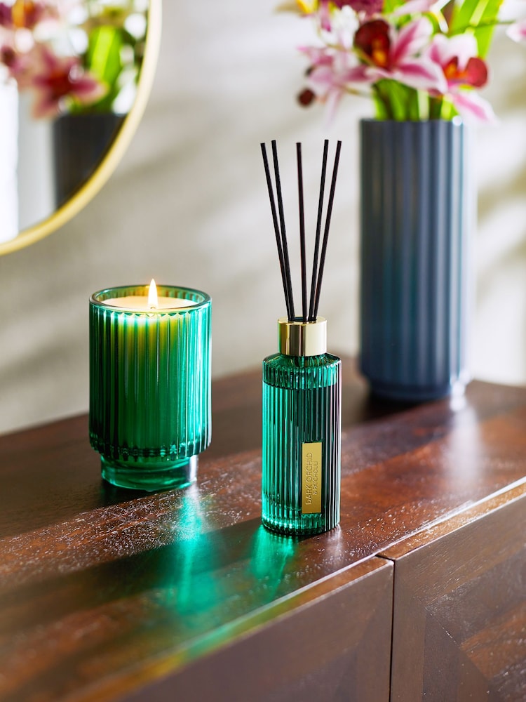 Teal Blue Small Dark Orchid and Patchouli Scented Candle - Image 2 of 4