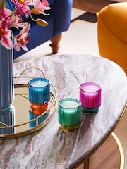 Teal Blue Set of 3 Dark Orchid and Patchouli Scented Candle - Image 1 of 4