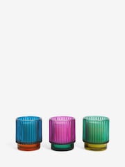Teal Blue Set of 3 Dark Orchid and Patchouli Scented Candle - Image 4 of 4