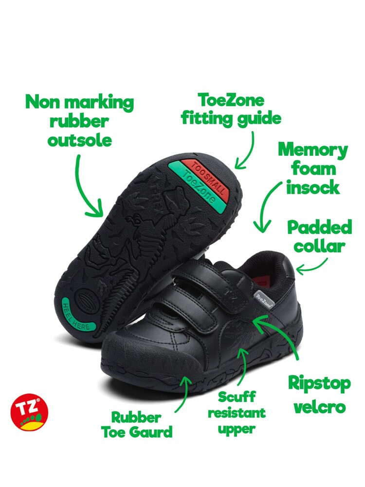 ToeZone REX Dinosaur Double Rip Tape Fastening with Rubber Bumpers Super Tough School Shoes - Image 5 of 5