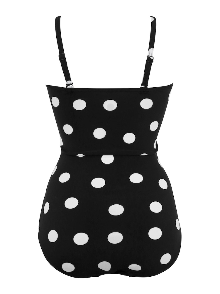Pour Moi Black Polka Dot Santa Monica Removable Straps Tummy Control Swimsuit - Image 5 of 5