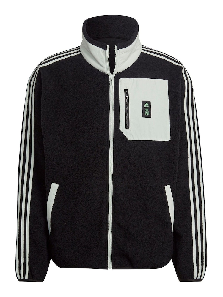 adidas Black Real Madrid Lifestyler Fleece Jacket - Image 1 of 1