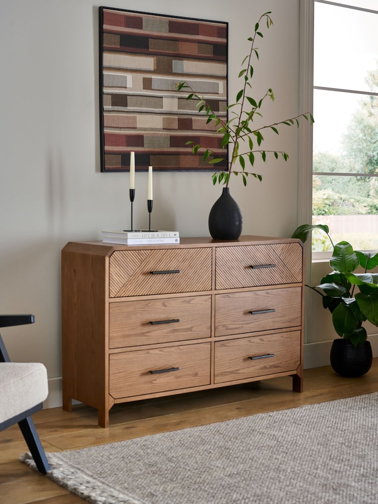 Dark Natural Ellis Oak Wood Chest of Drawers - Image 1 of 14