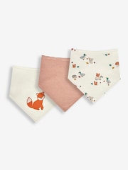 JoJo Maman Bébé Woodland/Fox 3-Pack Cotton Baby Dribble Bibs - Image 1 of 4