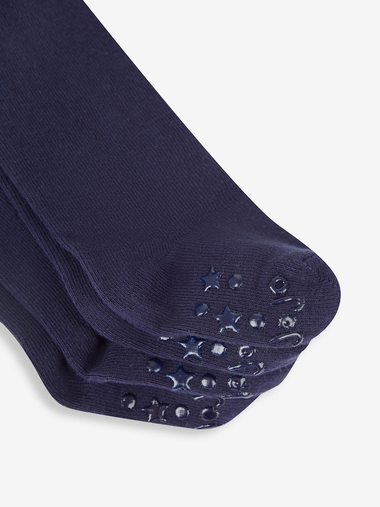 JoJo Maman Bébé Navy Blue 2-Pack Cotton Rich Tights - Image 3 of 3