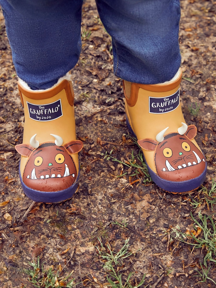JoJo Maman Bébé Brown Kids' The Gruffalo Cosy Lined Ankle Wellies - Image 8 of 8