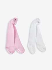 JoJo Maman Bébé Pink 2-Pack Cotton Rich Tights - Image 1 of 4