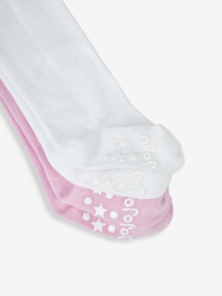 JoJo Maman Bébé Pink 2-Pack Cotton Rich Tights - Image 4 of 4