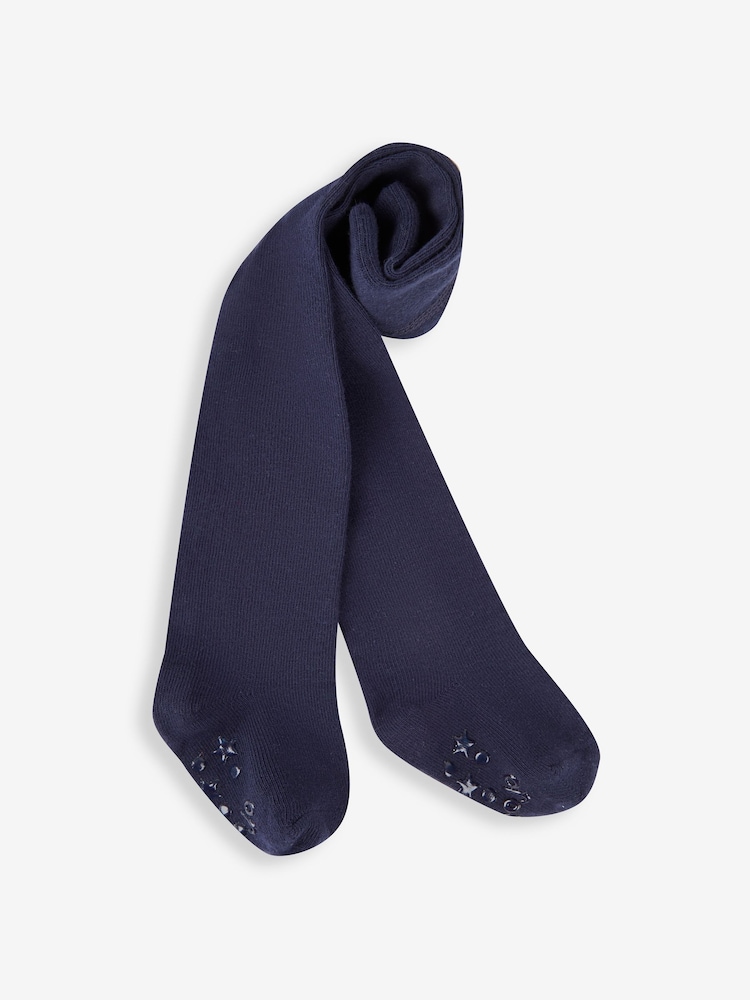 JoJo Maman Bébé Navy Blue Cotton Rich Tights 2-Pack - Image 2 of 4