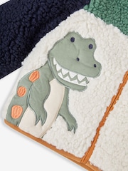 JoJo Maman Bébé Khaki Green TRex Zip-Up Teddy Fleece - Image 5 of 5