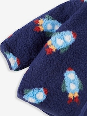 JoJo Maman Bébé Navy Blue Rocket Zip-Up Teddy Fleece - Image 3 of 3