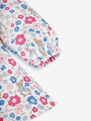 JoJo Maman Bébé Blue Girls' Peter Rabbit Floral Tunic With Collar & Rib Leggings Baby Set - Image 7 of 8