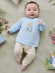 JoJo Maman Bébé Blue Peter Rabbit Appliqué Sweatshirt & Trousers Baby Set - Image 1 of 9